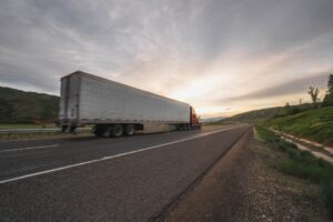 18-wheeler at sunset