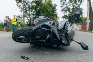 overturned motorcycle in road