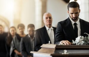 grieving family at a funeral in Pahrump