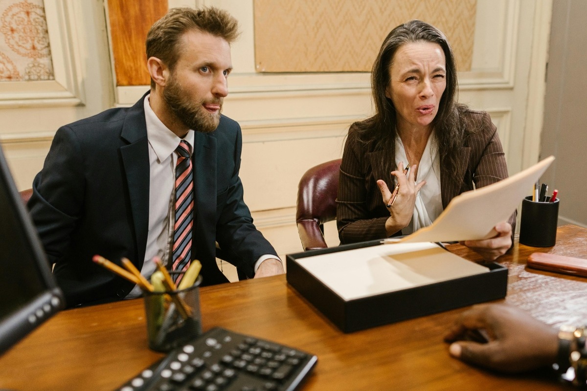 Two lawyers representing their client’s case.