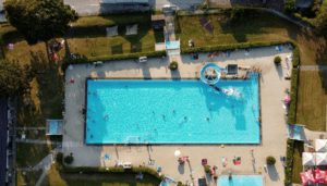 A public pool in which slips and falls often occur.