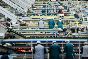 A manufacturing process with defects.